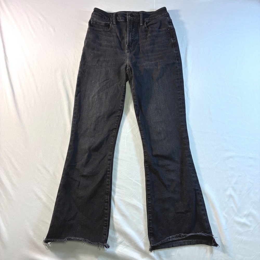 Frame Le High Flare Jeans Tilt Black Raw Hem High Rise OPLCMBR292 Womens 26
